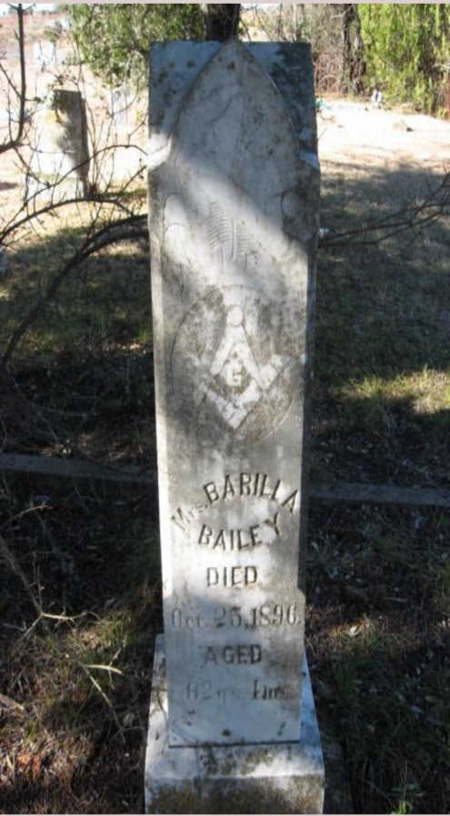 Photo of headstones/Mrs Barilla Bailey d1896 hdstn Walnut Springs Oak Grove Cem TX